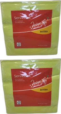 Produktbild von 2 x JedenTag Servietten Grün 3lagig 30 Stück