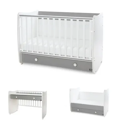 Produktbild von Lorelli Babybett Dream 60 x 120 cm umbaubar Schreibtisch Kinderbett Schaukelbett weiß dunkelgrau
