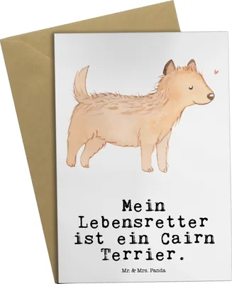 Produktbild von Mr. & Mrs. Panda Grußkarte Cairn Terrier Lebensretter - Weiß - Geschenk, vatertagskarte, einladungskarten, Grußkarten, weihnachtskarten, glückwunschkarten, Klappkarte