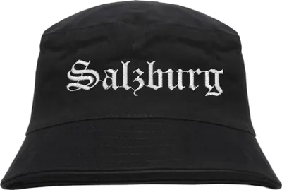 Produktbild von Salzburg Fischerhut - Altdeutsch - bestickt - Bucket Hat Anglerhut Hut Schwarz L/XL
