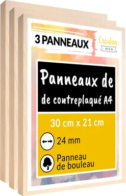 Image de Creative Deco 3 x A4 Contreplaqué 300 x 210 x 24mm (+/- 0,5mm) - Bouleau Brut