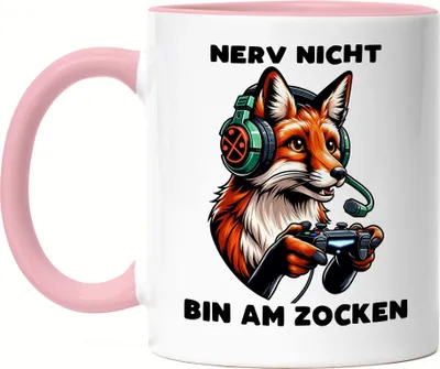 Produktbild von Nerv nicht Bin am zocken Fuchs Tasse Rosa - Controller Spaß Geschenk