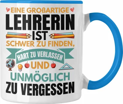 Produktbild von Trendation - Lehrerin Abschiedsgeschenk Tasse Geschenk zum Abschied Klassenlehrerin Beste Lehrerin Geschenkidee Dankeschön (Blau)