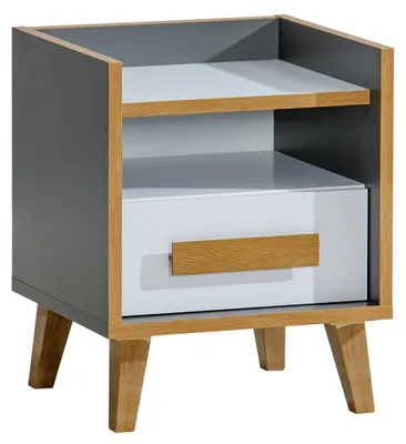 Produktbild von Masseno Nachttisch FIABA Nachtschrank Beistelltisch für Schlafzimmer 47,3 x 57,2 x 42 cm Weiß