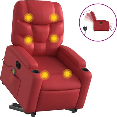 Produktbild von vidaXL Massagesessel mit Aufstehhilfe Elektrisch Rot Kunstleder