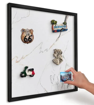 Produktbild von Magnettafel 50x50 cm mit schwarzem Rahmen - Magnetische Metalltafel, Magnetpinnwand zur Wandmontage für Wohnzimmer, Küche, Flur, Kinderzimmer und Büro - Moderne Eleganz