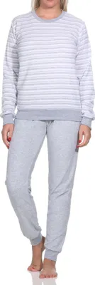 Produktbild von Wunderschöner Damen Frottee Schlafanzug langarm Pyjama mit Bündchen - auch in Übergrössen ; rosa1 , 36
