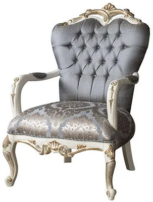 Produktbild von Casa Padrino Luxus Barock Wohnzimmer Sessel mit Glitzersteinen Blau / Weiß / Gold 95 x 80 x H. 115 cm - Edle Wohnzimmer Möbel im Barockstil