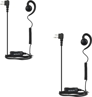 Immagine prodotto di Retevis cuffie wireless con microfono, cornetta a bobina retrattile a 2 poli, forma a C, cuffie walkie-talkie (2 pezzi)
