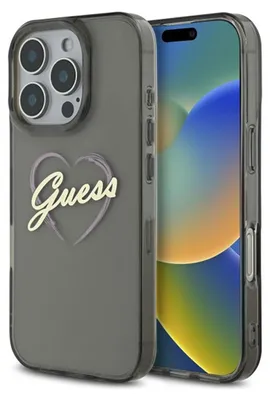 Produktbild von Fall Guess Iml Herz Na Iphone 16 Pro Max - Czarne