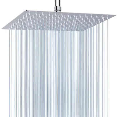 Productafbeelding van Douchekop, roestvrij staal, 40,5 cm, rechthoekig, chroom, voor wand- of plafondmontage