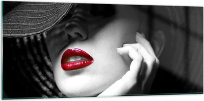 Produktbild von Bilder auf glas - Frau Gesicht Lippen - 120x50cm - Glasbilder - Wandbilder - Kunstdruck - zum Aufhängen bereit - Wanddekoration aus Glas - Glas Bilder - Wandbild auf Glas - Einteilig - GAB120x50-3618
