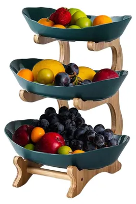 Produktbild von Platzsparende Dreifach-Obstschale aus Holz