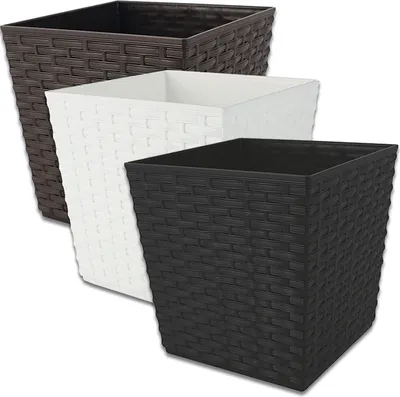 Produktbild von Kunststoff Pflanzkübel BALI 17 x 16,5 x 16,5 cm SCHWARZ eckig Flechtoptik