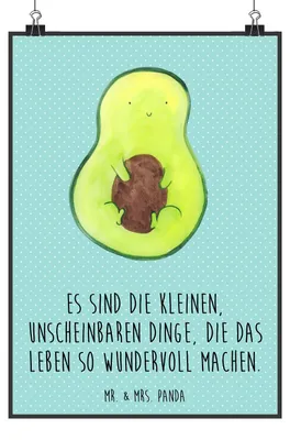 Produktbild von Mr. & Mrs. Panda Bild Avocado Kern DIN A2 - Türkis Pastell - Geschenk, Spruch Leben, drucke, Kunstdruck, Designposter, wanddeko, Wunder, Pflanze, Baby, Wandbild