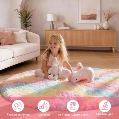Zdjęcie produktu dla Okrągły dywan 150 cm, tęczowy, do sypialni