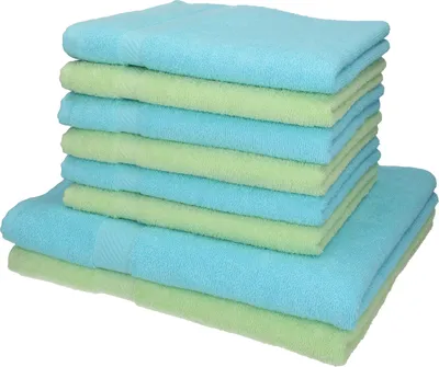 Produktbild von Betz 8-tlg. Set PALERMO - 2 Liegetücher 6 Handtücher 100% Baumwolle  Farbe: grün / türkis