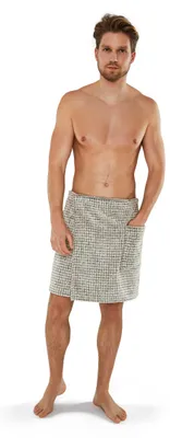Productafbeelding van Möve Eden Kilt, gemaakt van 90% katoen en 10% linnen, verkrijgbaar in maat 48-56, kleur: nature/blauw