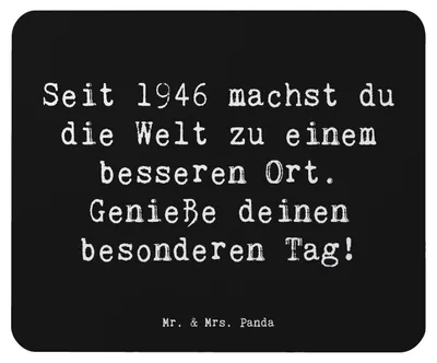 Produktbild von Mr. & Mrs. Panda Mousepad Spruch 1946 Geburtstag - Schwarz - Geschenk, pc mausunterlage, Mouse Pad, Feier, mausteppich, Happy Birthday, Liebe, laptop, Geburtstagsgeschenk