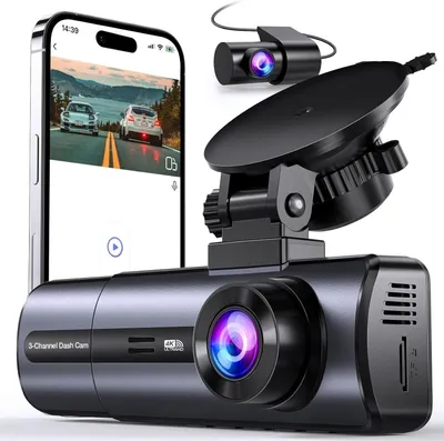 Produktbild von GOLDSTERN-TECH Dashcam 3-Kanal, WLAN, IPS-Display, Night Vision, G-Sensor & Parküberwachung 4K Ultra HD Auflösung Video