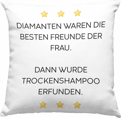 Produktbild von Trendation - Lustige Deko-Kissen mit Füllung 40x40 mit Spruch für Frauen Männer Arbeit Büro Lustig Deko-Kissen mit Füllung 40x40n Becher mit Sprüchen Kollegin Geschenk Sarkasmus Trockenshampoo (Blau)