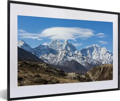 Produktbild von MuchoWow® MuchoWow® Gerahmtes Poster Himalaya-Berg in Nepal 60x40 cm - Poster mit zchwarzem Bilderrahmen - Schlafzimmer - Plakat in Rahmen - Drucken