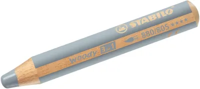 Image de Crayon de couleur, aquarelle & craie de cire - STABILO woody 3 in 1 - Pack de 5 - argenté
