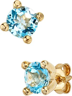 Produktbild von Ohrstecker Stecker Ohrschmuck mit Blautopas 333 Gold Gelbgold 6.5mm Damen