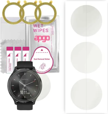 Produktbild von apgo 3 Stück Schutzfolie, Matt, kompatibel mit Garmin Vivomove 3S Smartwatch, Hydrogel Displayschutzfolie mit Positionierhilfe, Displayfolie, robust und kratzfest