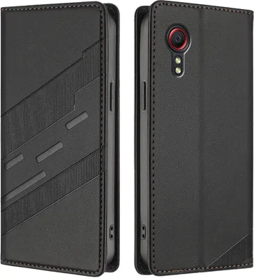 Produktbild von Hülle für Samsung Galaxy XCover 5, Kunstleder Brieftaschen Handyhülle mit Kartenfach und Standfunktion Schwarz