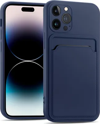 Zdjęcie produktu dla Etui na telefon komórkowy iPhone 14 Pro Max silikonowe etui ochronne z kieszenią na kartę Slim Cover, niebieskie
