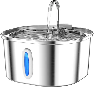 Produktbild von Katzentrinkbrunnen - 3,2 l/108 oz Edelstahl-Trinkbrunnen für Haustiere für Katzen im Innenbereich, Hundetrinkbrunnen mit Wasserstandsfenster
