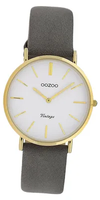 Productafbeelding van Oozoo dameshorloge, Vintage serie, grijs, met leren band, quartz, analoog, model D3UOC20088