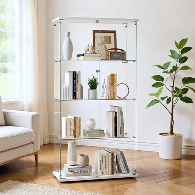 Image de Vitrine réfrigérée avec 2 portes et 4 étagères, de couleur blanche