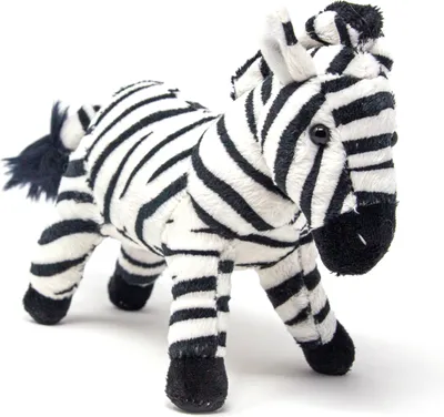 A plush toy zebra on a white background.