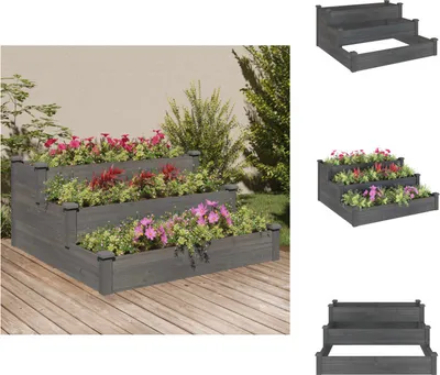 Produktbild von vidaXL Hochbeet Grau 120x120x56 cm Massivholz Tanne -  Blumentöpfe & Pflanzgefäße
