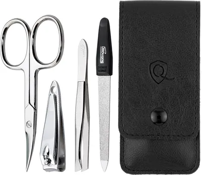 Produktbild von marQus Maniküre Set 4 teilig praktisch und kompakt- mit Feile aus Solingen, das praktische Nagelpflegeset für alle Fälle und Taschen, Reise Nageletui