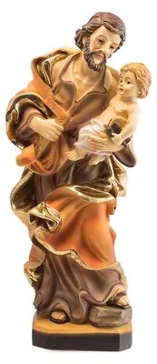 Heiliger Josef mit Kind, Harzfigur, handbemalt, 31 cm