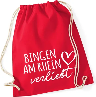 Produktbild von Huuraa Turnbeutel Nidderau verliebt 12 Liter Classic Red Baumwolle Rucksack Geschenkidee