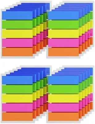 Produktbild von 3000 Stück Sticky Notes Index,24 Sets mit 5 Farben, wiederverwendbare Klebefahnen,einfache Index Tabs, Haftnotizen,Seitenmarker Zum Hervorheben von Informationen in Verträgen,Büchern oder Akten