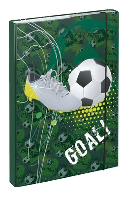 Produktbild von Baagl Heftbox für Schulranzen A4 - Sammelmappe für Kinder mit Gummiband und Innenklappen - Heftmappe, Sammelbox mit Gummizug für Jungen (Fussball Goal)