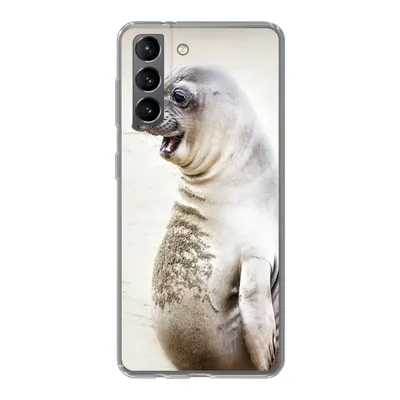 Produktbild von MuchoWow® Handyhülle Schutzhülle Hülle für Samsung Galaxy S21 Seeelefant - Lustig - Lachen - Kinder - Jungen - Mädchen - Kinder Silikon Softcase Handy Hülle - Softcase