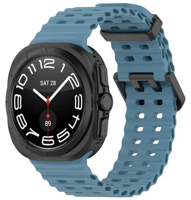 Obrázek produktu pro Pro Samsung Galaxy Watch Ultra 47mm Silikonový design Dvojitá přezka Náhradní pásek na ruku Blue