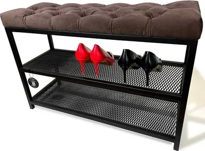 Obrázek produktu pro Loft botník 80 cm s polstrovaným sedákem v hnědé barvě