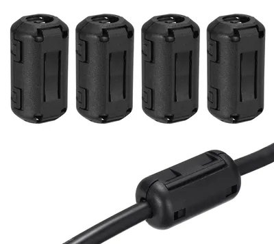 Ferritringe mit Clip, 4 Stück, 9 mm, schwarz, zylindrisch