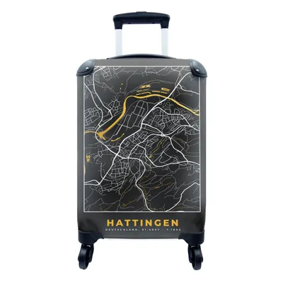 Produktbild von MuchoWow® Koffer Handgepäck Trolley Rollkoffer Kleine Reisekoffer mit 4 Rollen - Karte - Stadtplan - Hattingen - Deutschland - Gold - Cabin Size < 55x40x23 cm & 55x40x20 cm - Fotokoffer - Kabinenkoffer - Boardgepäck - Reise-Box - Reisekoffer - Reisegepäck - Koffer mit Bild - Trolley für Kinder