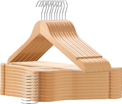 Produktbild von ACAZA Holzkleiderbügel – 30 Stück – Rutschfest – Weiß – Hosenträger – Kleiderbügel