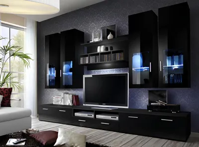 Produktbild von Komplette Wohnwand Modern Design Wohnzimmer Einrichtung Regale TV-Ständer