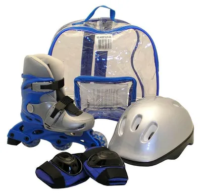 Produktbild von Rulyt® Rollschuhset bestehend aus Rollschuhen, Helm und Protektoren, blau