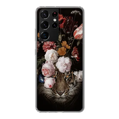 Produktbild von MuchoWow® Handyhülle Schutzhülle Hülle für Samsung Galaxy S21 Ultra Blumen - Jan Davidsz de Heem - Tiger - Gemälde - Stillleben - Alte Meister Silikon Softcase Handy Hülle - Mobiltelefon